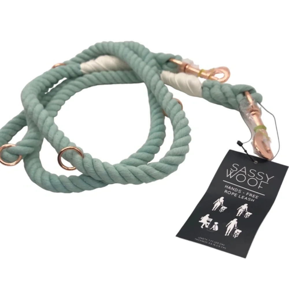 DOG ROPE LEASH Sassy Woof Hands-Free Rope Cord Leash 7ft